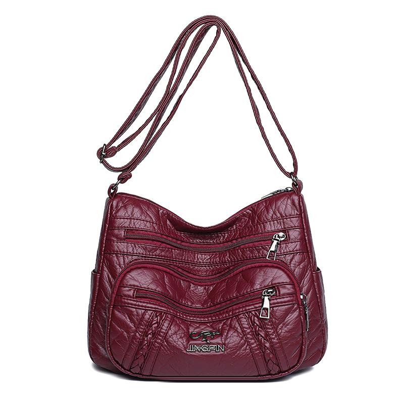Dameveske i mykt skinn Middelaldrende morsveske Enkel skulder Crossbody-veske