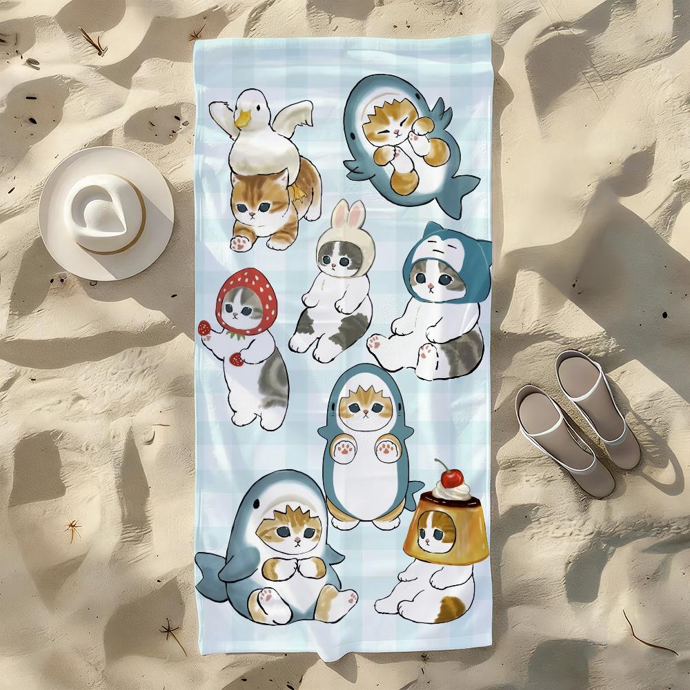 Cartoon Cute Cat M-MoFusand-S Towel For Swim Yoga Gym Quick Drying Soft and Skin-friendly Beach Towels All-Season