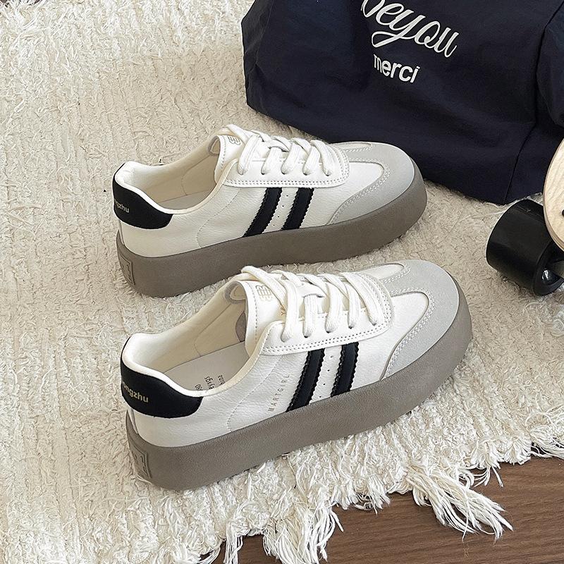 

thick-soled Dexun little white shoes women s 2024 autumn new fashionable versatile comfortable non-slip lace-up casual sports shoes 40