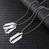 Simple Trendy Silver Color Stainless Steel Geometric Rectangle Blade Pendant Necklace for Men Long Sweater Chain Jewelry Gifts