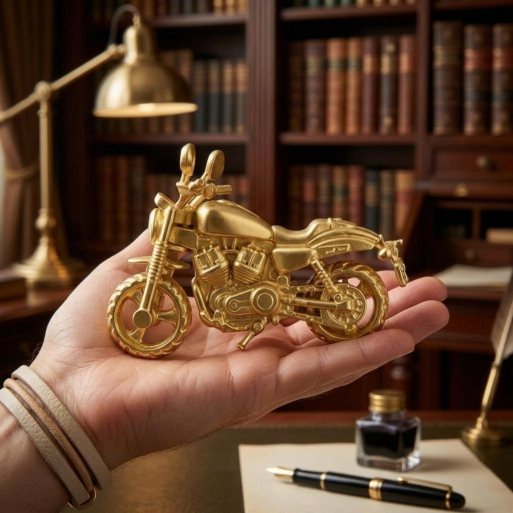 Motorcycle Figurine Metal Motorcycle Model Miniature Antique-Style Sculpture Mechanical for Collectors, Desk, Shelf