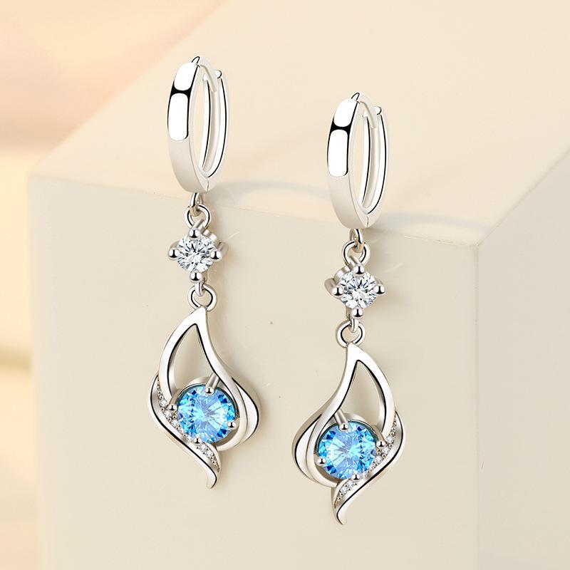 Изысканные женские серьги Серебряная игла Сердцевидные Круглые серьги с цирконами для женщин Длинная кисточка Серьги Свадебный Подарок