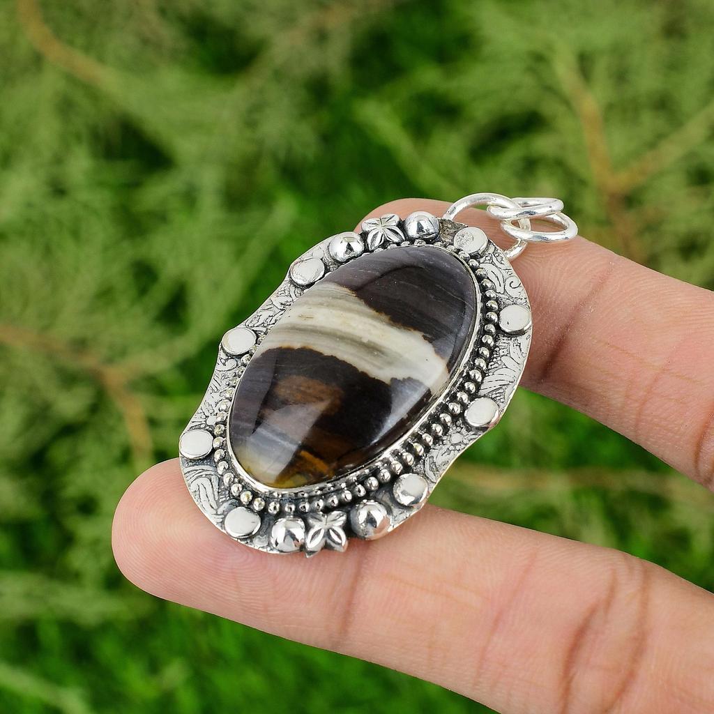 Daughters Day Deal 925 Silver Oval Coconut Jasper Stone Anniversary New Pendant