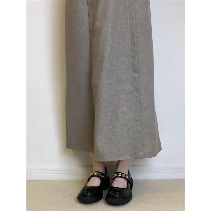 Sheepskin~ Genuine Leather Retro Thick-soled Word with Round Head Mary Jane Shoes Women's Soft Leather Soft-soled Small Leather Shoes Shallow Sin