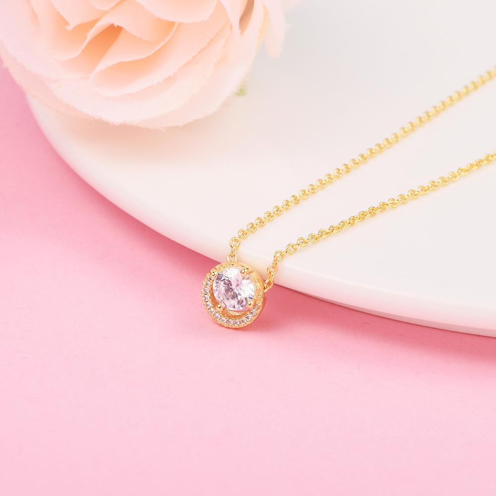 Collana con ciondolo a forma di alone rotondo scintillante da donna, in argento sterling 925, con zirconi trasparenti, gioielli originali Colares