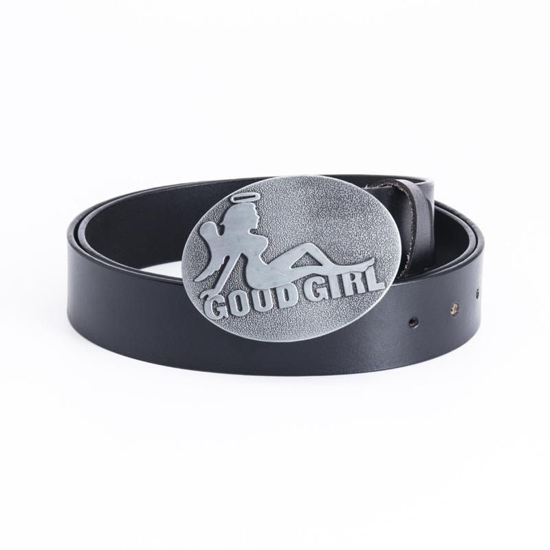 

Cartoon Anime Belt Good Girl Modeling Belt Cowhide Fashion Casual Belt Bad Girl Brown Belt 90cm