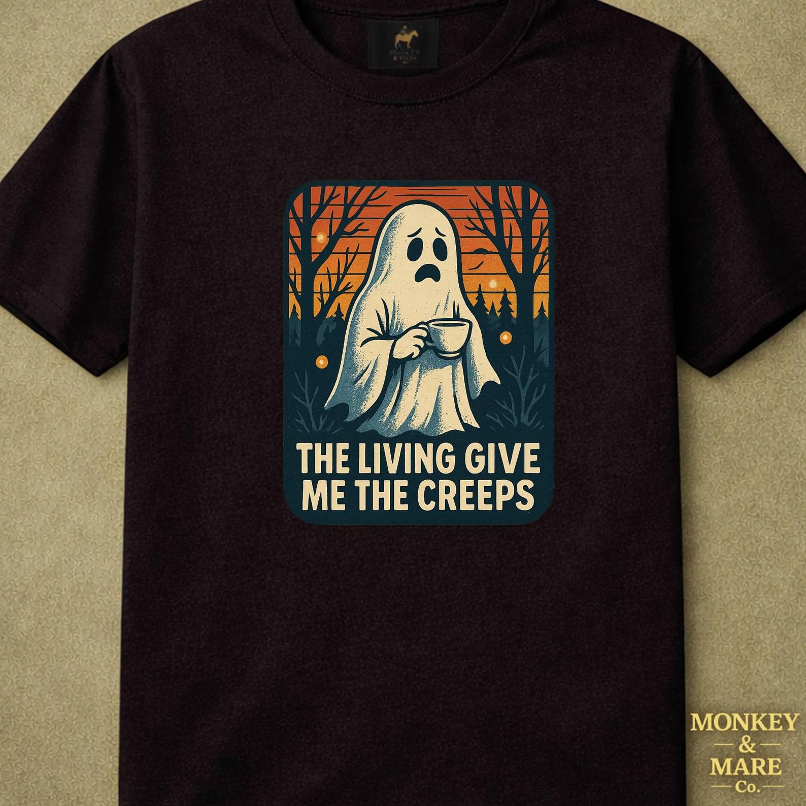 Skeptical Ghost Shirt, The Living Give Me The Creeps, Paranormal Dark Humor Tee 4XL