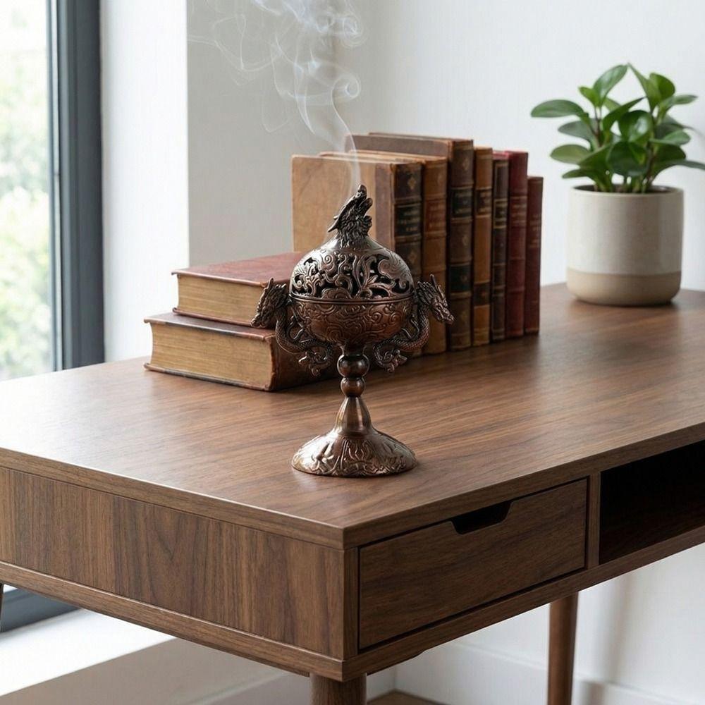 Handmade Zinc Zinc Alloy Incense Burner Hollow Out Sandalwood Incense Burner  Office Decoration