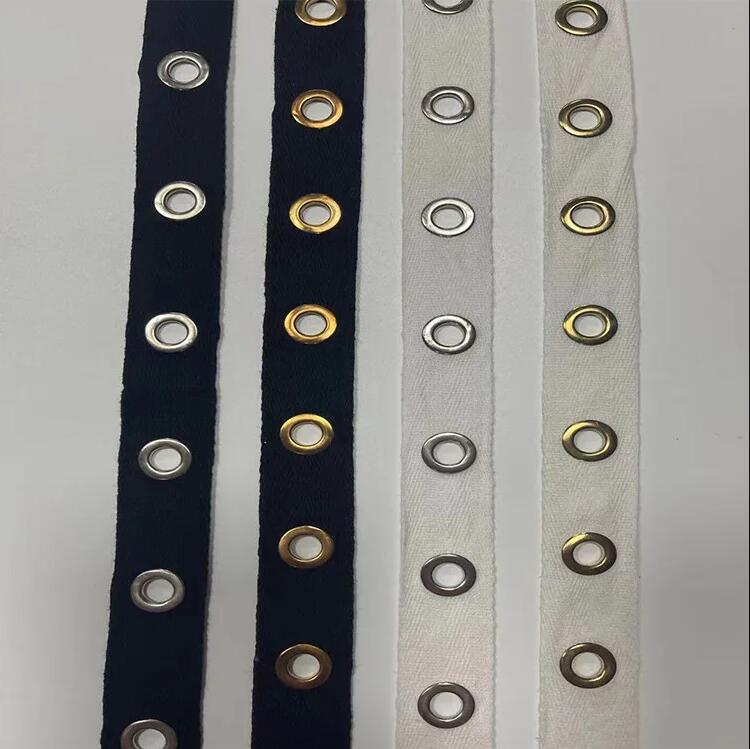 4 Meter/Los 2cm/2,5cm breit Baumwollgurtband mit perforiertem Ring flacher Baumwollgürtel Spitze Kleidungsriemen Zubehör dekoratives Gurtband