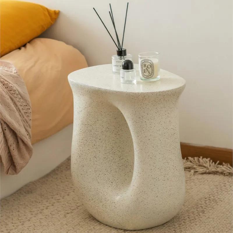 Creative Cream Bedside Small Side Table Bedrooms Living Room Sofa Coffee Table Light Luxury Simple Wabi Sabi  Minimalist