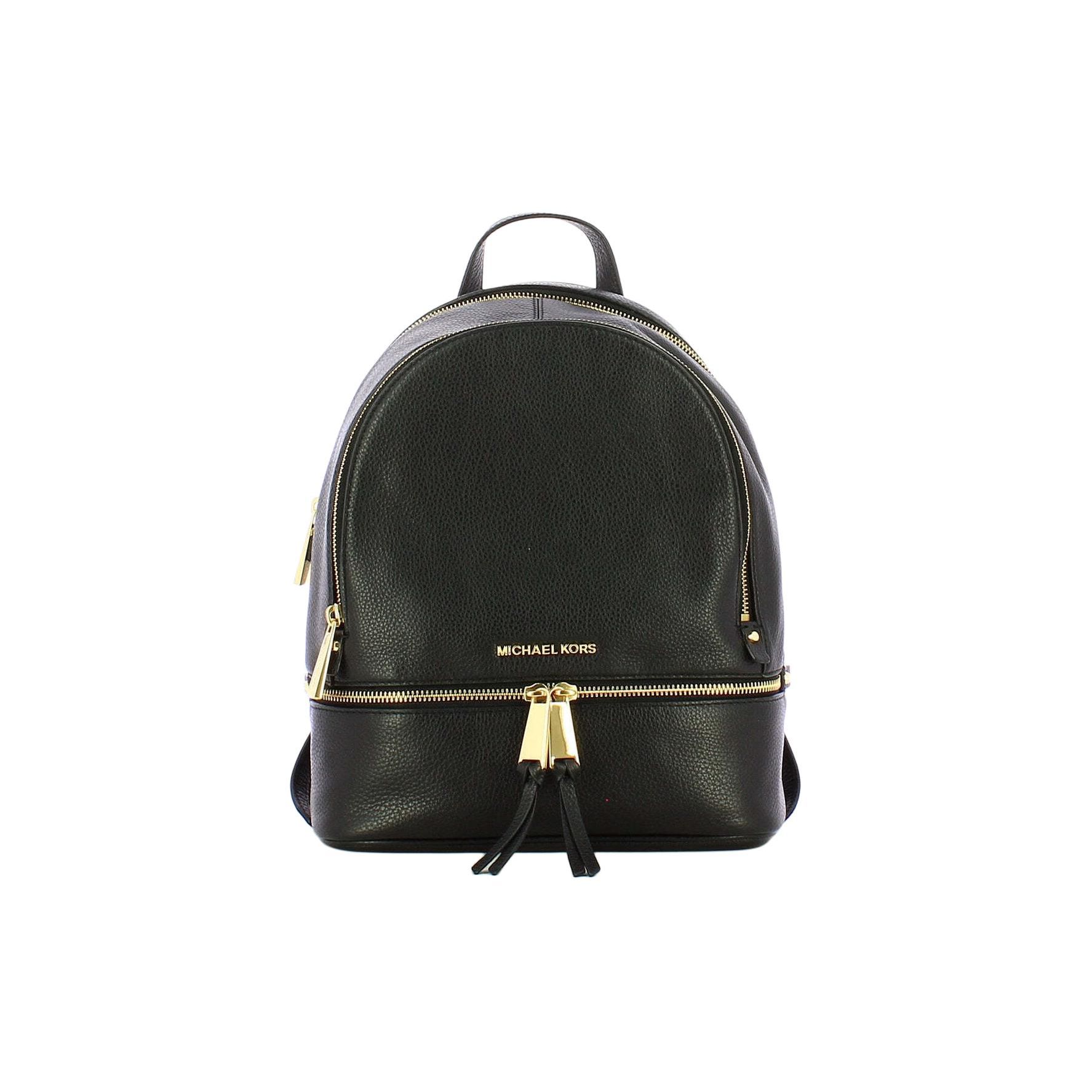 

Michael Kors Rhea Zip Solid Color Leather Backpack Women Backpack Black 30S5GEZB1LBLACK Basic Set (Bag+Dust Bag)