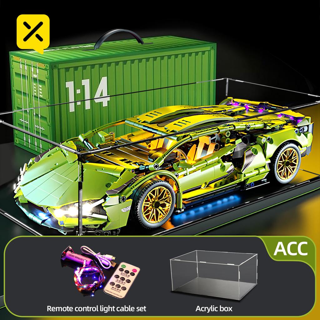 ToylinX 1:14 Technical Building Blocks Car Racing Sport Speed Vehicle Model City Mechanical Super Bricks Puzzle Toys Adult Gift