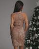 2025 Spring Sexy Halterneck Off-Shoulder Tassel Sequin Dress - European & American Fashion