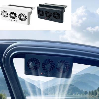Auto-Solar-Auspufflüfter, Solarbetriebener Auto-Auspufflüfter mit 3, Auto-Solar-Auspufflüfter, Fensterhalterung Auto-Kühlerlüfter für Auto,