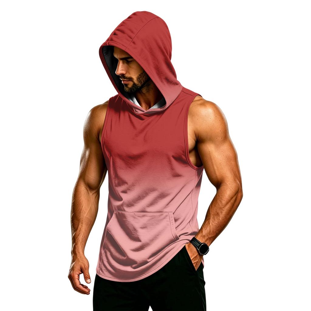Men's Muscle Fit Sleeveless Hoodie Tank Top Gym Workout Breathable Quick Dry Athletic Vest for Training