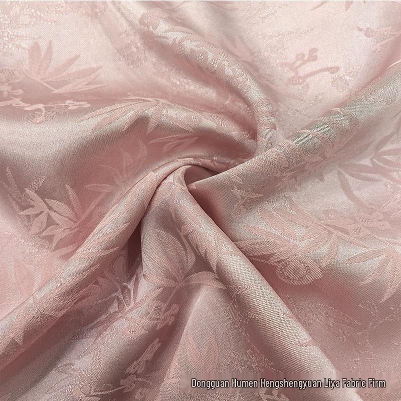 Two-Color Bamboo Leaf Jacquard Fabric for Cheongsam, Wedding Dress, Shirt, and Long Skirt