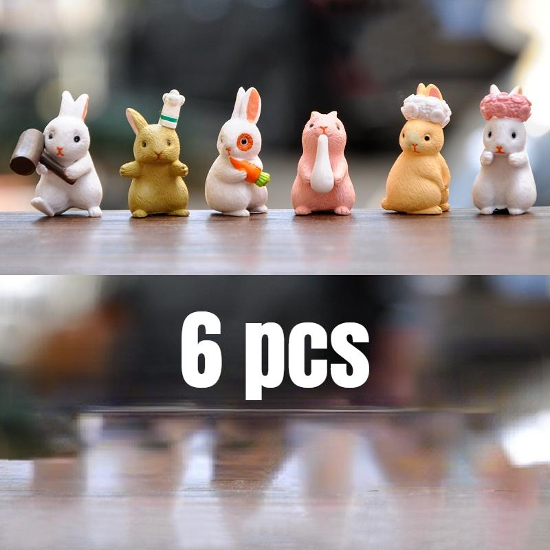 Creative Little Bunny Family Doll Ornaments DIY Micro Landscape Lawn Decoration Easter Tabletop Cake Resin Rabbits Ornaments New
