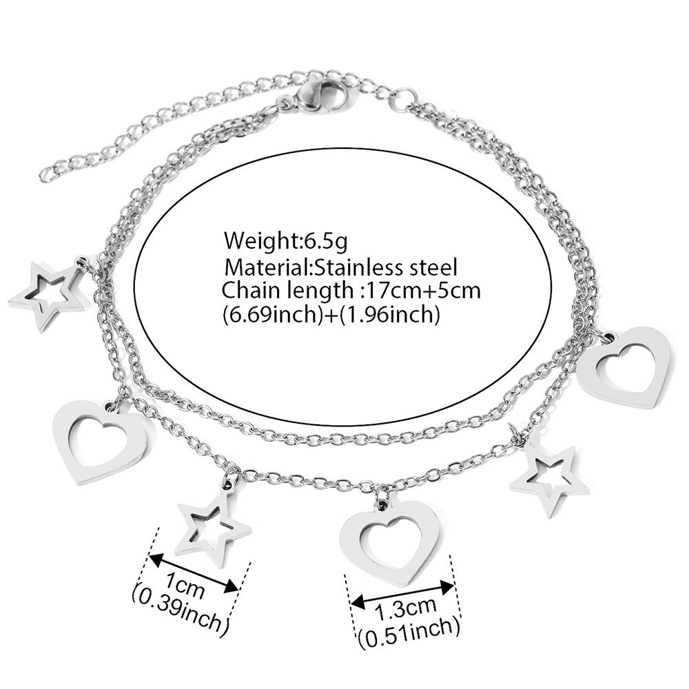 Stainless Steel Bracelets Fashion Popular Hollow Star Heart Pendant Layer Chain Fine Bracelet For Women Zircon Banquet Gifts