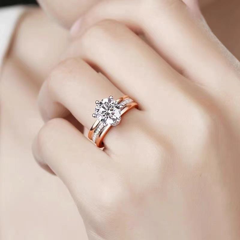 3 Carat D Color Moissanite Ring in AU750 White Gold with Side Stones - Includes Authenticity Certificate