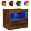 Nightstand with LED Lights Smoked Oak Finish 50 x 40 x 45 cm