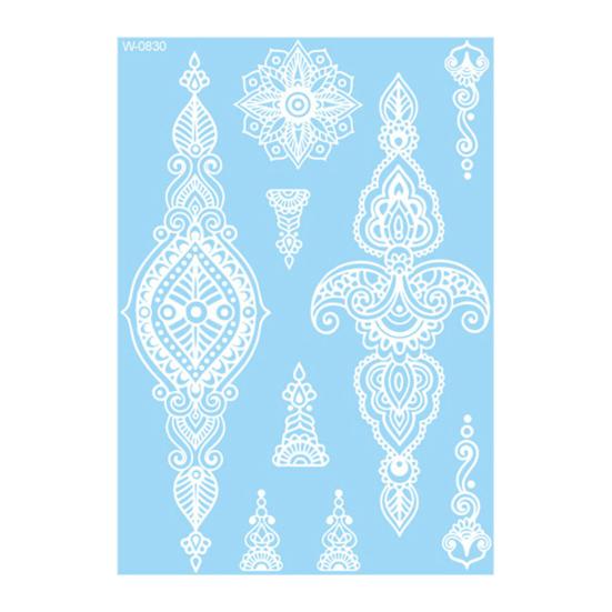 Baizihuahu White Lace Tattoo Sticker for Women, Temporary Face Body Arm, Waterproof Fake Decal Wedding Party Festival