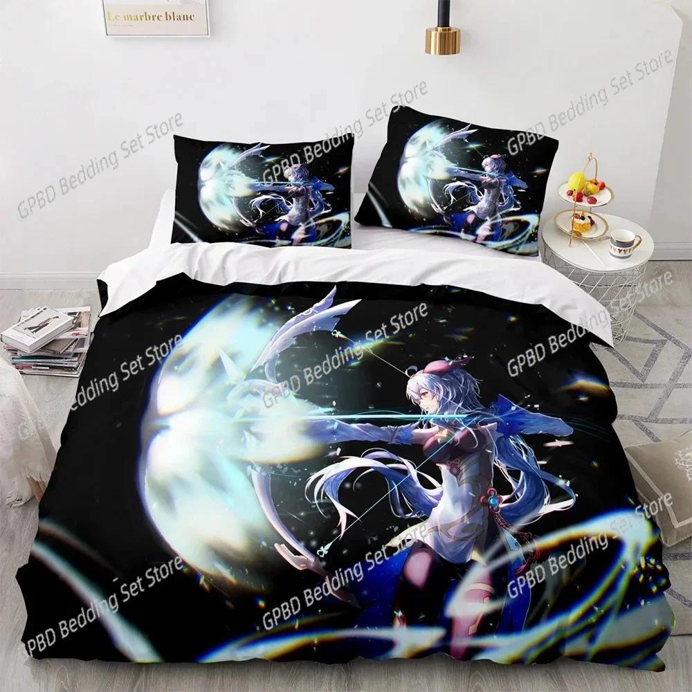 Genshin Impact Bedding Set Game 3d Print Bed Linen Quilt Soft Duvet Cover Sets Home Textile Queen King Size Girl Boys Room Decor