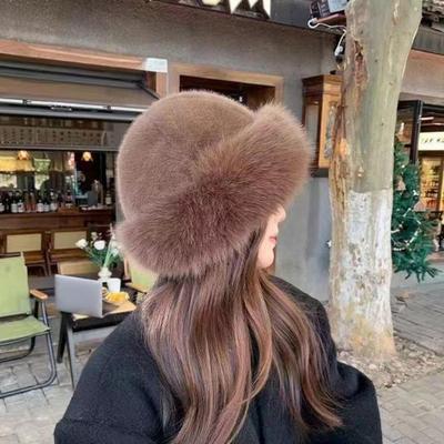 Elegant Women's Artificial Fur Winter Hat - Comfortable and Warm Thick Mongolian Hat with Ear Protection, Fashionable and Simple Design, Elastic Fit