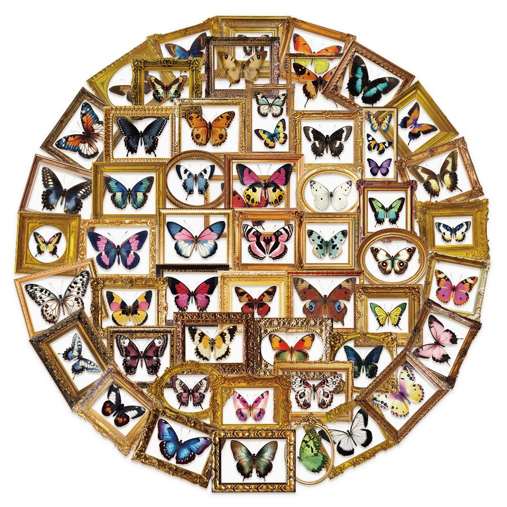 52pcs Retro Butterfly Transparent Stickers for DIY Decoration: Phone Cases, Water Bottles, Refrigerators, Luggage, Journals