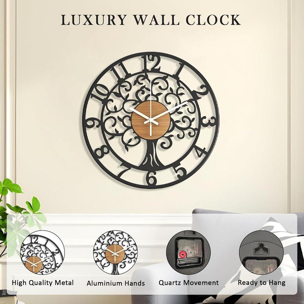 Fancy Metal Wall Clock for Home Decor – Stylish Living Room & Bedroom Watch, Designer Wallclock, Big Size Hanging Watch