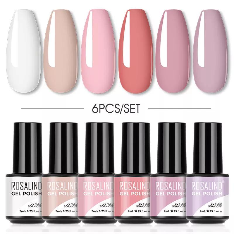 ROSALIND Gel Nail Kit 4/6pcs UV Nail Polish Gel Varnishes 7ml For Manicure Need Cured Base Top Coat Nail Set