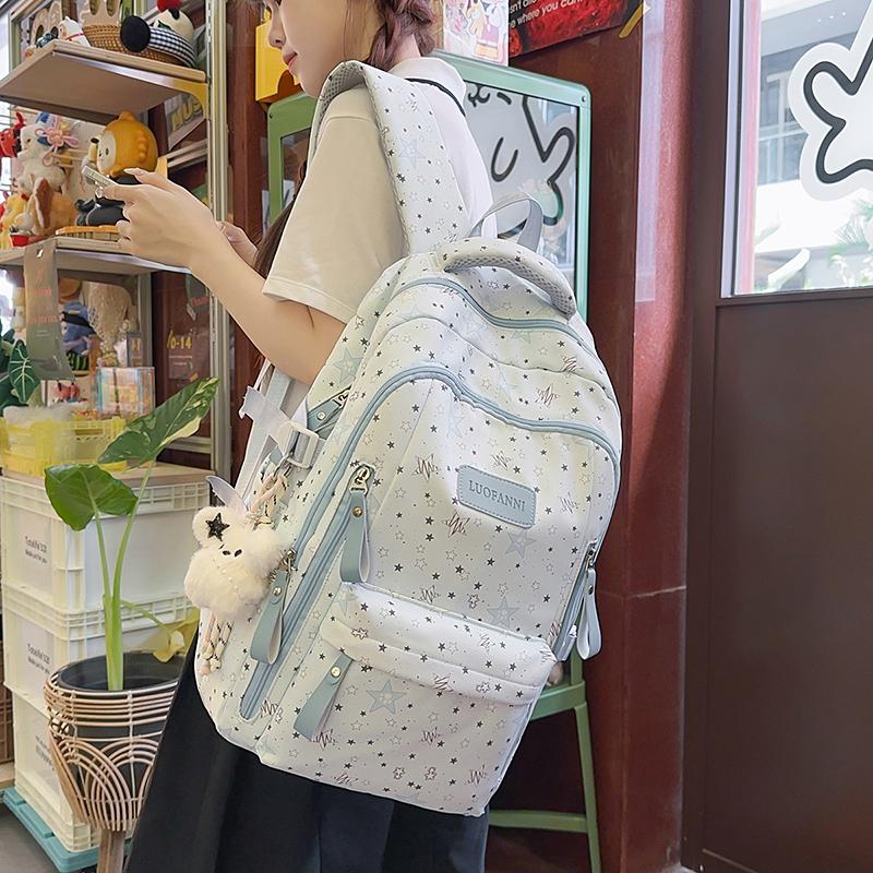 Student Schoolbag Star Printed Backpack Junior High School Student Class Backpack