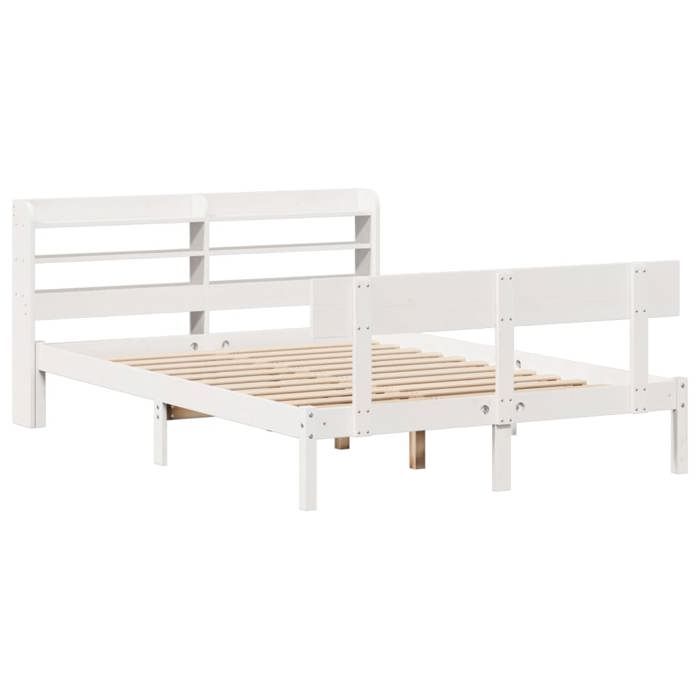 VidaXL Cadre de lit avec tête de lit blanc 160x200 cm bois pin massif, lit, mobilier de chambre à coucher, lit en bois, lit 3306624