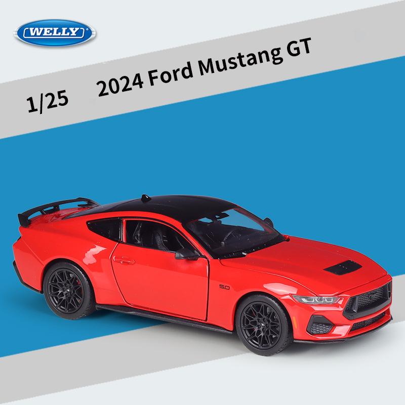 

WELLY 1:24 Ford Mustang GT 2024 Alloy Car Diecasts & Toy Vehicles Car Model Miniature Scale Model Car Toy For Children червоний