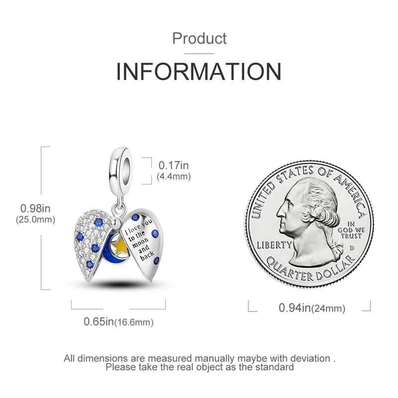 Charms Coppershining Moon Stars Heart-Shaped Beads Fit Charms Plataoriginal Bracelet Beads Women Jewellery Making