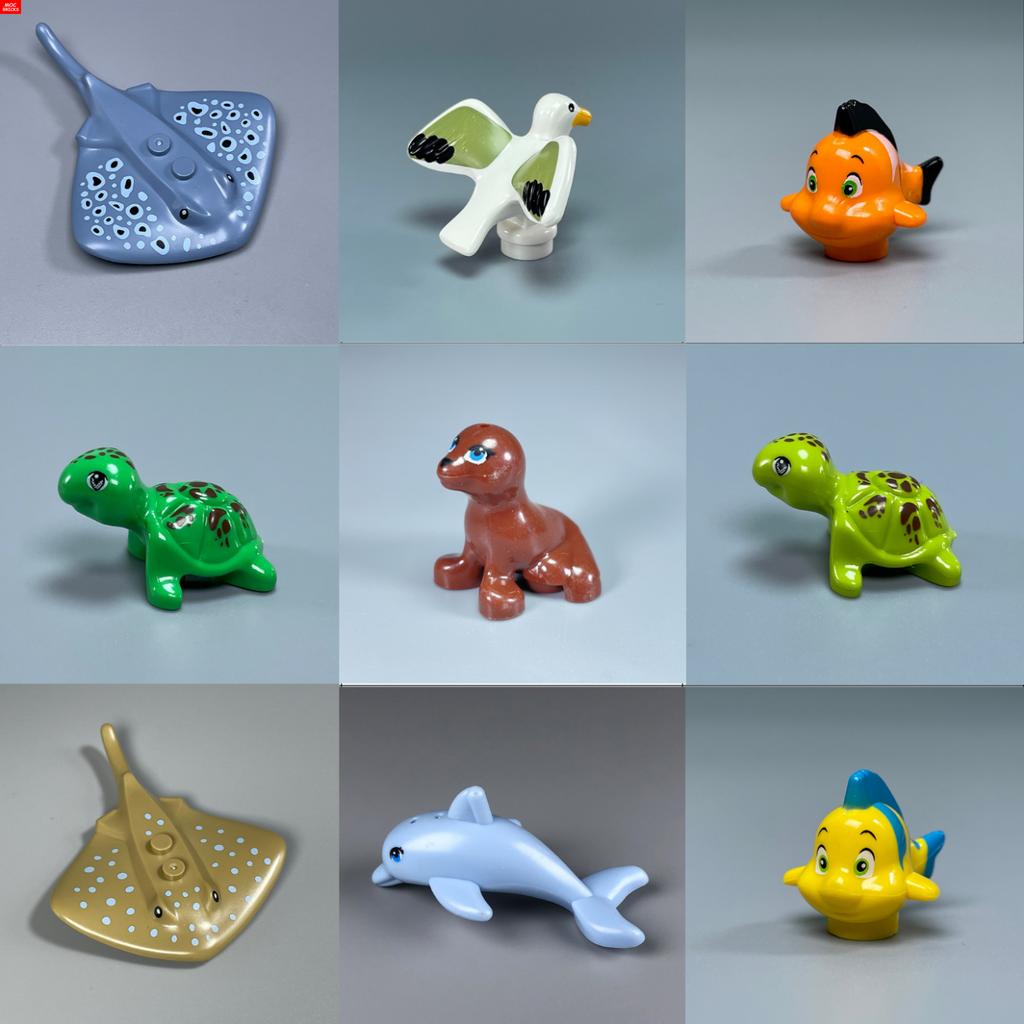 Custom Creation Bricks sea lion Seal dolphin turtle clownfish 15679pb01 16765pb01 Animals Manta Ray Educatinal Constructing Cubes Kids Toysets