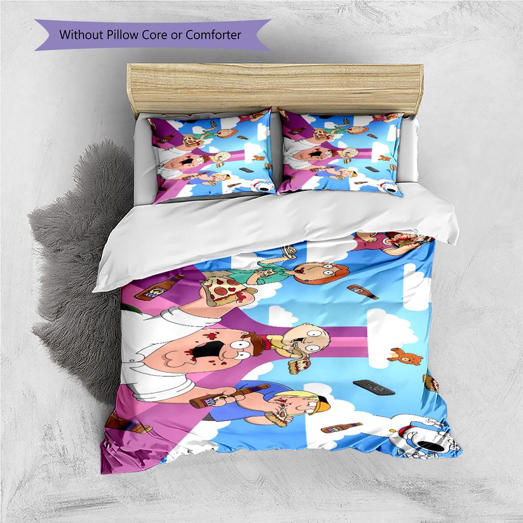 Family Guy Pattern Bedding Home Decoration Birthday Gift ( 1 Duvet Cover + 2 Pillowcase, Without Core),fan Merchandise.