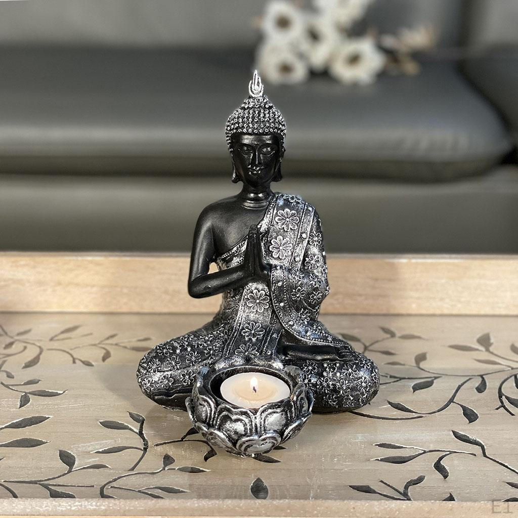 Uchwyt Buddy Blat Tealight Decor Posągi Kolekcjonerska figurka Rzeźba na relaksujący prezent
