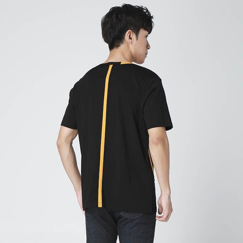 Menseye Striped Black Youth Daily Chinese Fad Short-Sleeved T-shirt