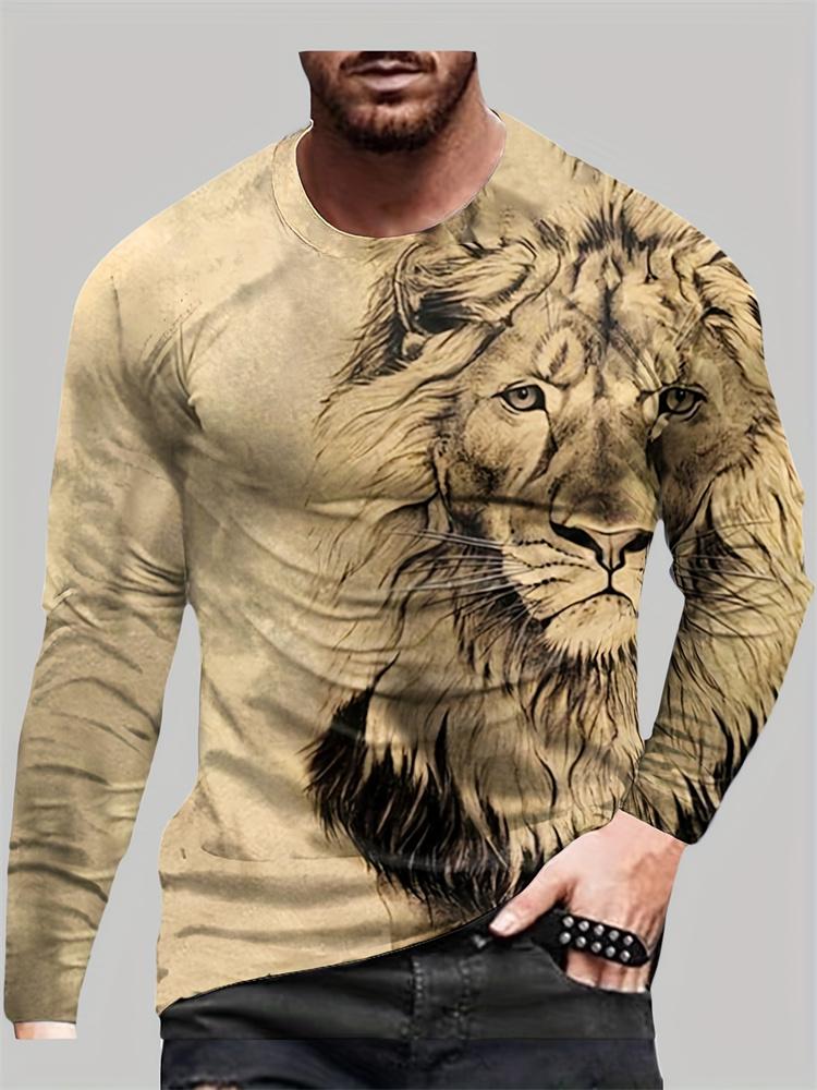 3D Eagle Print Men's Long Sleeve T-shirt Autumn Daily Casual Men's Long Sleeve Top Outdoor Street Fashion Long Sleeve T-shirt