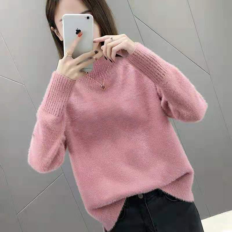 

Осенне-зимний кружевной свитер с вырезом для женщин, плюшевый свитер для холодной зимы, теплый на улице