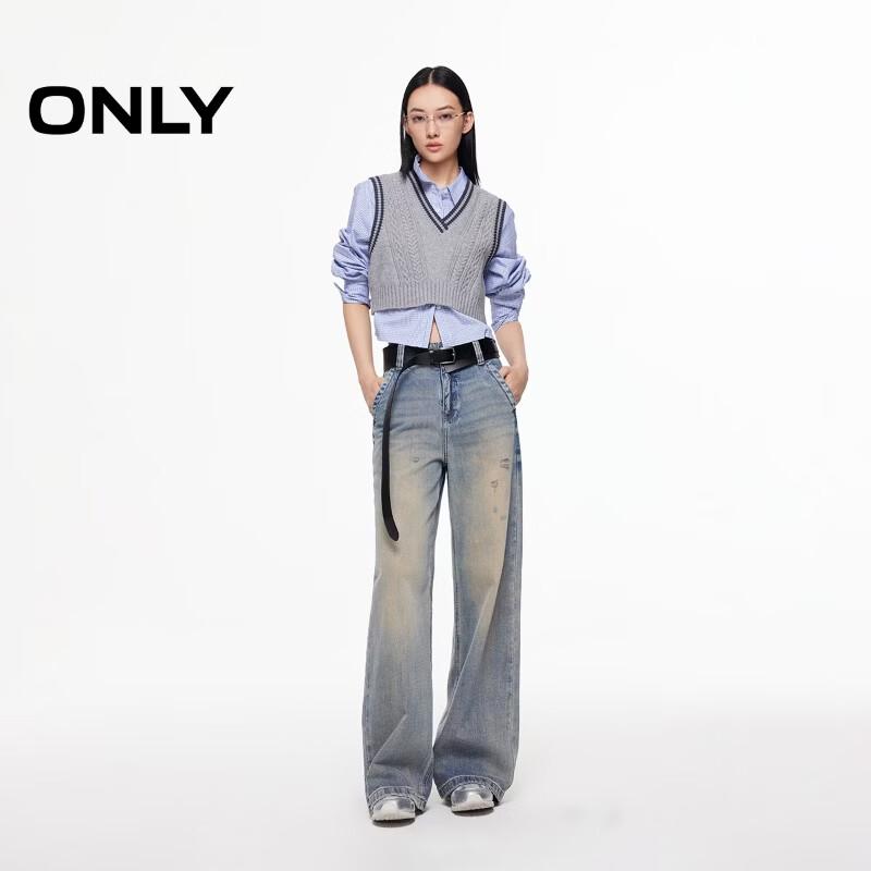 ONLY 2025 Autumn Colorblock Knit Vest & Shirt Set