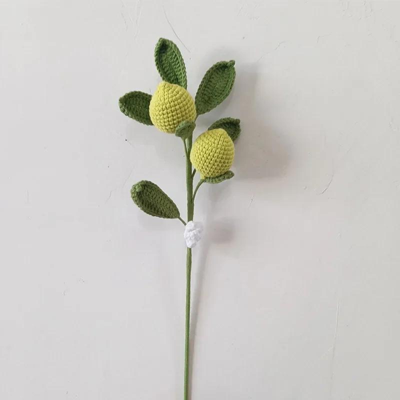Hand Knitted Fruit Flower Faux Fruit Bouquet Lemon Blueberry Handmade Diy Faux Flower Bedroom Living Room Party Decoration Gifts