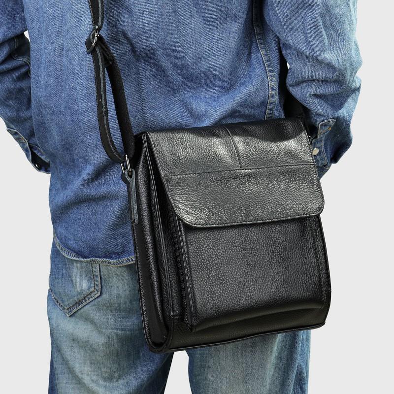 Real Cowhide Shoulder Bag Crazy Horse Skin Men s Genuine Leather Crossbody Retro Man