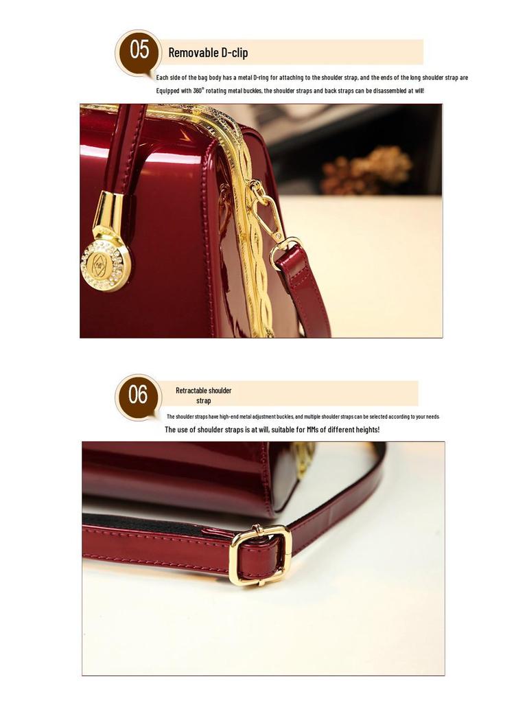 Elegant Patent Leather Women's Bag - Versatile Handbag, Shoulder & Crossbody for Stylish Moms 2025