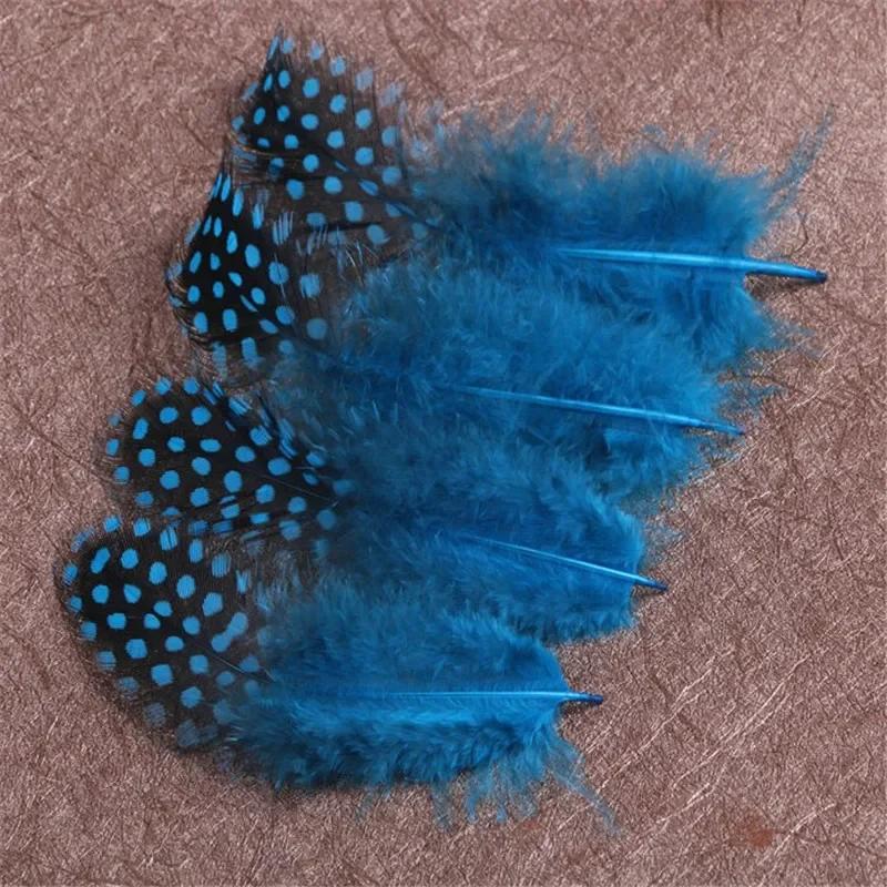 100Pcs Polka Dot Guinea Hen Plumage Feathers for Crafts Pearl Spotted Pheasant Feather for Jewelry Making Hats Carnaval Plumas