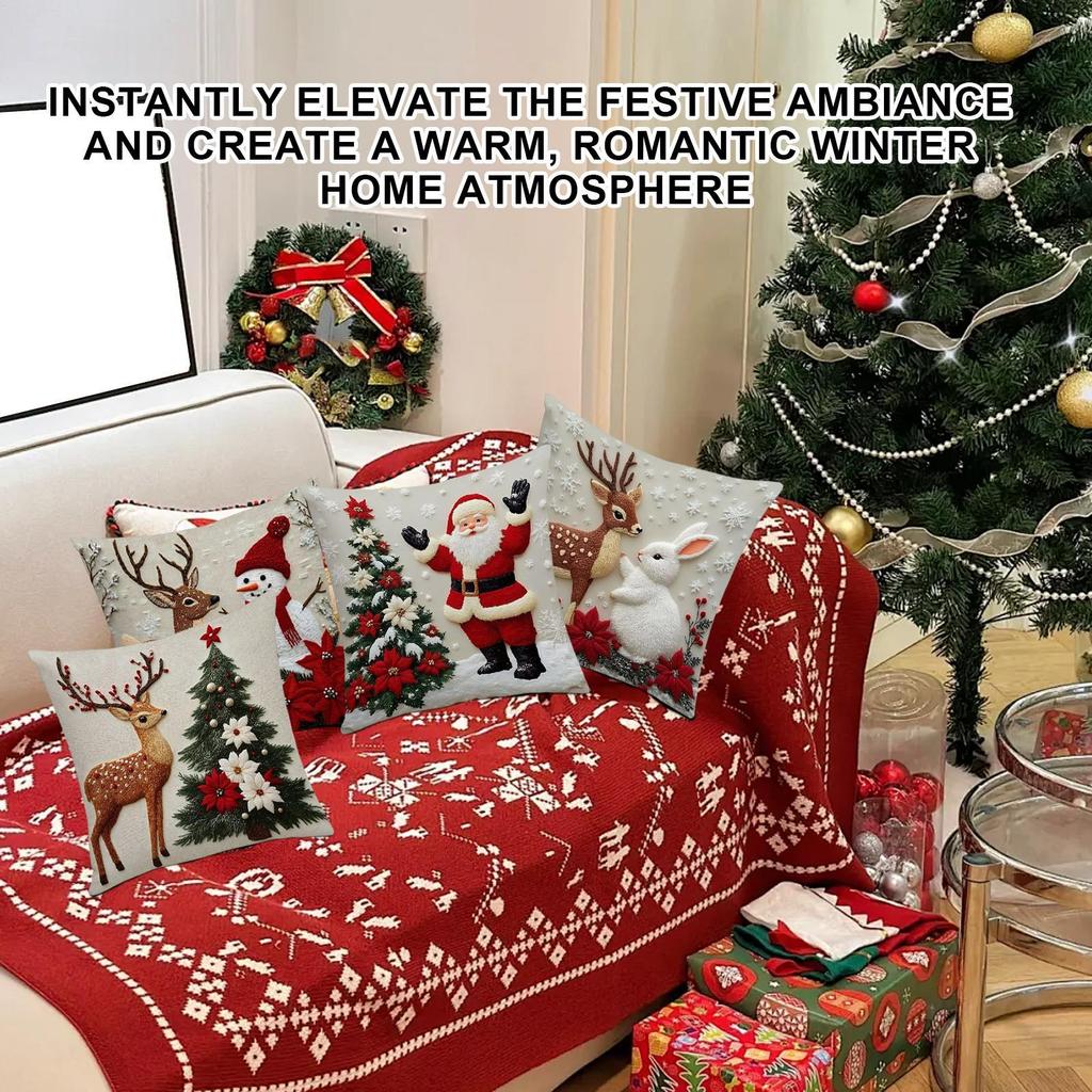 Christmas Pillow Covers Skin-Friendly Cushion Case Couch Pillow Covers For Sofa Bedroom Living Room Holiday Chair Dorm Apartment
