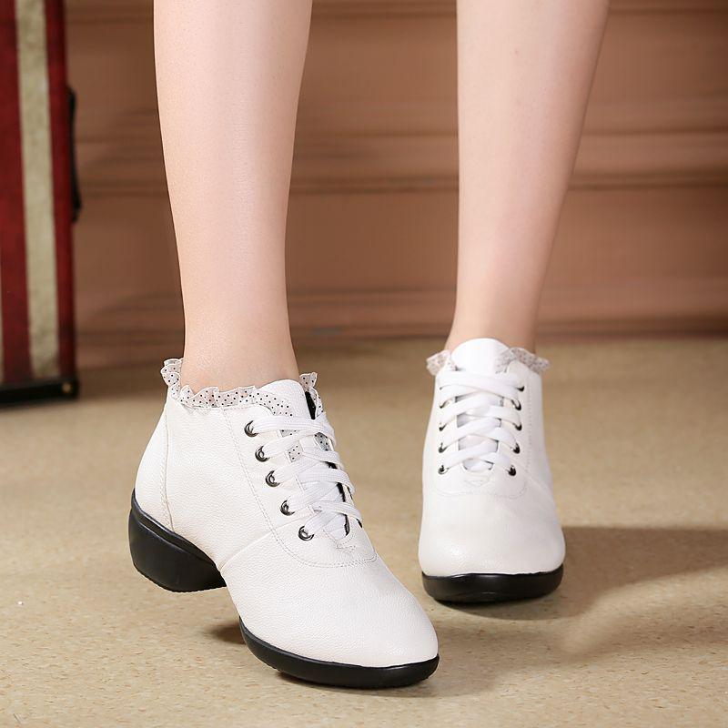 Women's Modern Ballroom Mid-Calf Dance Boots - Soft Sole, Mid-Heel.