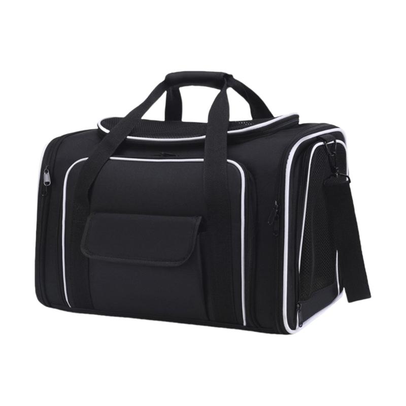 Expandable Cats Carriers Bag with Breathable Mesh Adjust Shoulder Strap Travel Case for Pet Dog Ventilation Suitcases