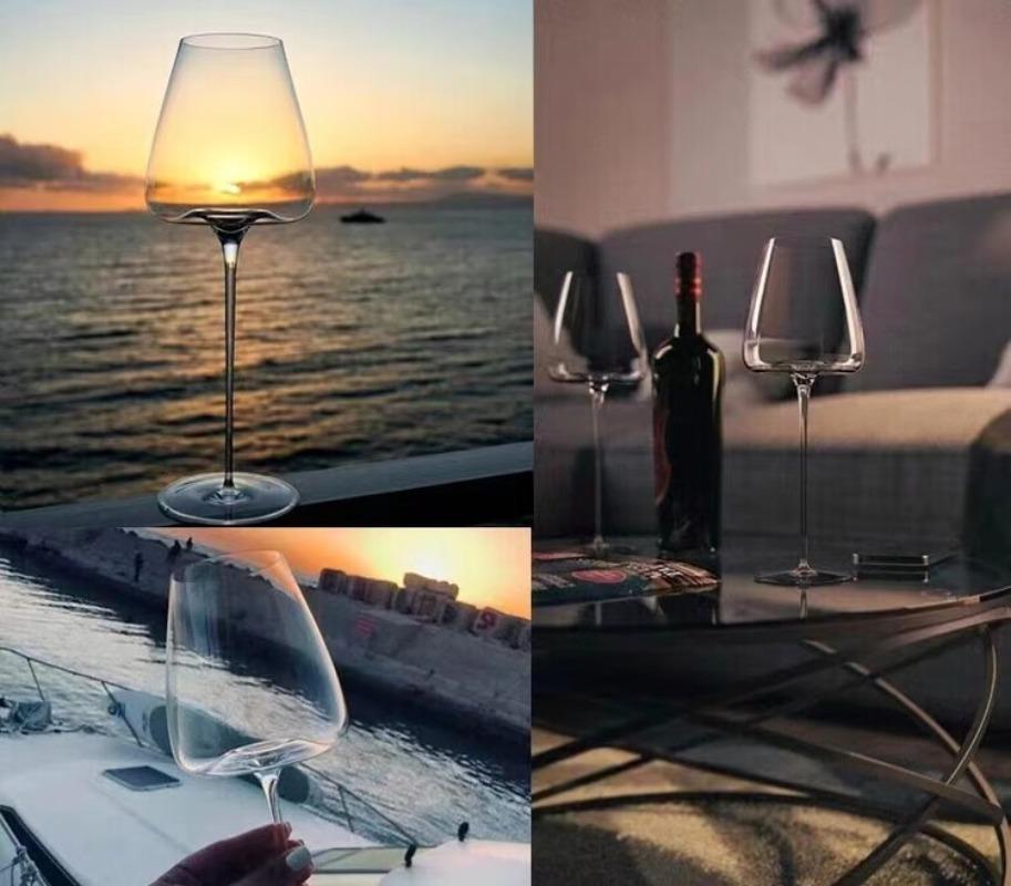 1 pieza Exquisita Copa de Vino Ultradelgada Cóncava-Convexa Cristal para Decantación Rápida Copas para Borgoña y Burdeos