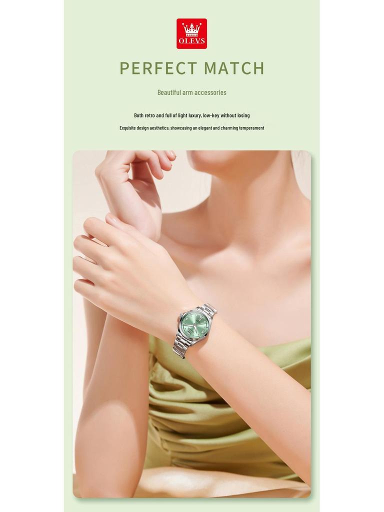 Oulishi Solid Steel Women's Quartz Watch - High-End, Waterproof, Fully Automatic Fashion Accessory